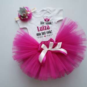 Komplet fuksja z perłową wstążką