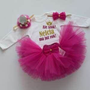 Mieniący komplet fuksja ROCZEK TUTU body z imieniem