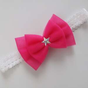 Opaska z kokardką – intensywny róż