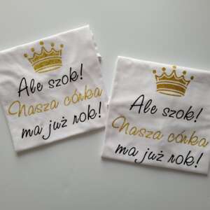 Białe koszulki z nadrukiem na roczek córeczki
