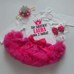PS24 Komplet na drugie urodziny Ale gratka mam dwa latka Pettiskirt Fuksja