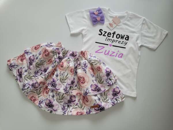 Wiosenny komplet dla dziewczynki liliowy z motylkami Body/Koszulka z nadrukiem limited edition