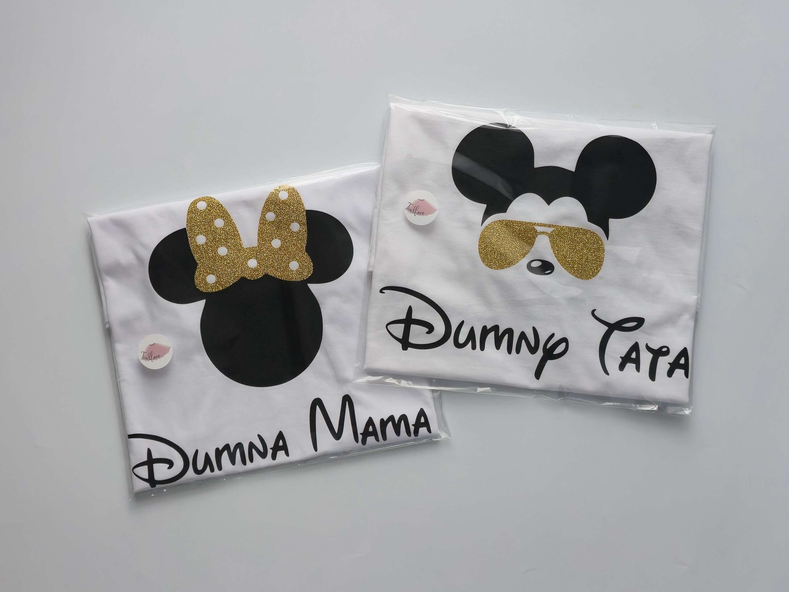 Zestaw koszulek dla rodziców myszki MAMA TATA