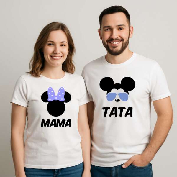 Zestaw koszulek dla rodziców myszki MAMA TATA