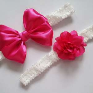 2-pak opaska z kokardką i kwiatkiem mocny róż