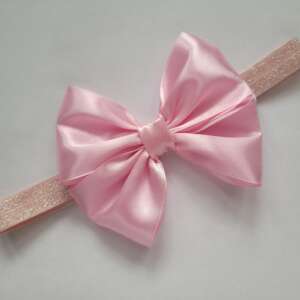 Opaska z kokardką – satynowa, jasny róż