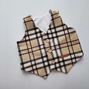 Elegancka kamizelka w beżową kratę