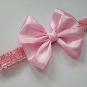 Gumokoronka z kokardką – satynowa, jasny róż