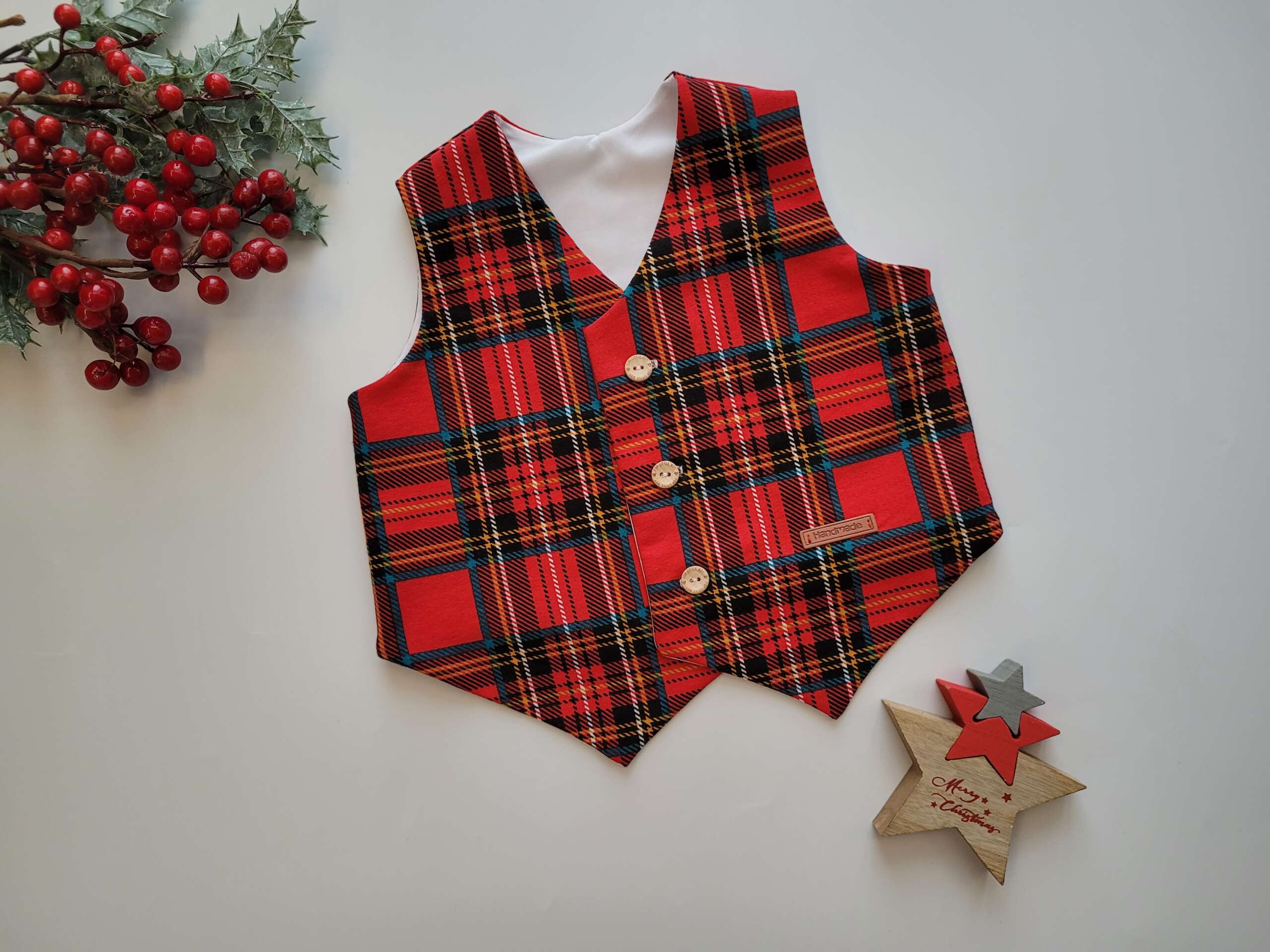 Elegancka kamizelka w szkocką kratę