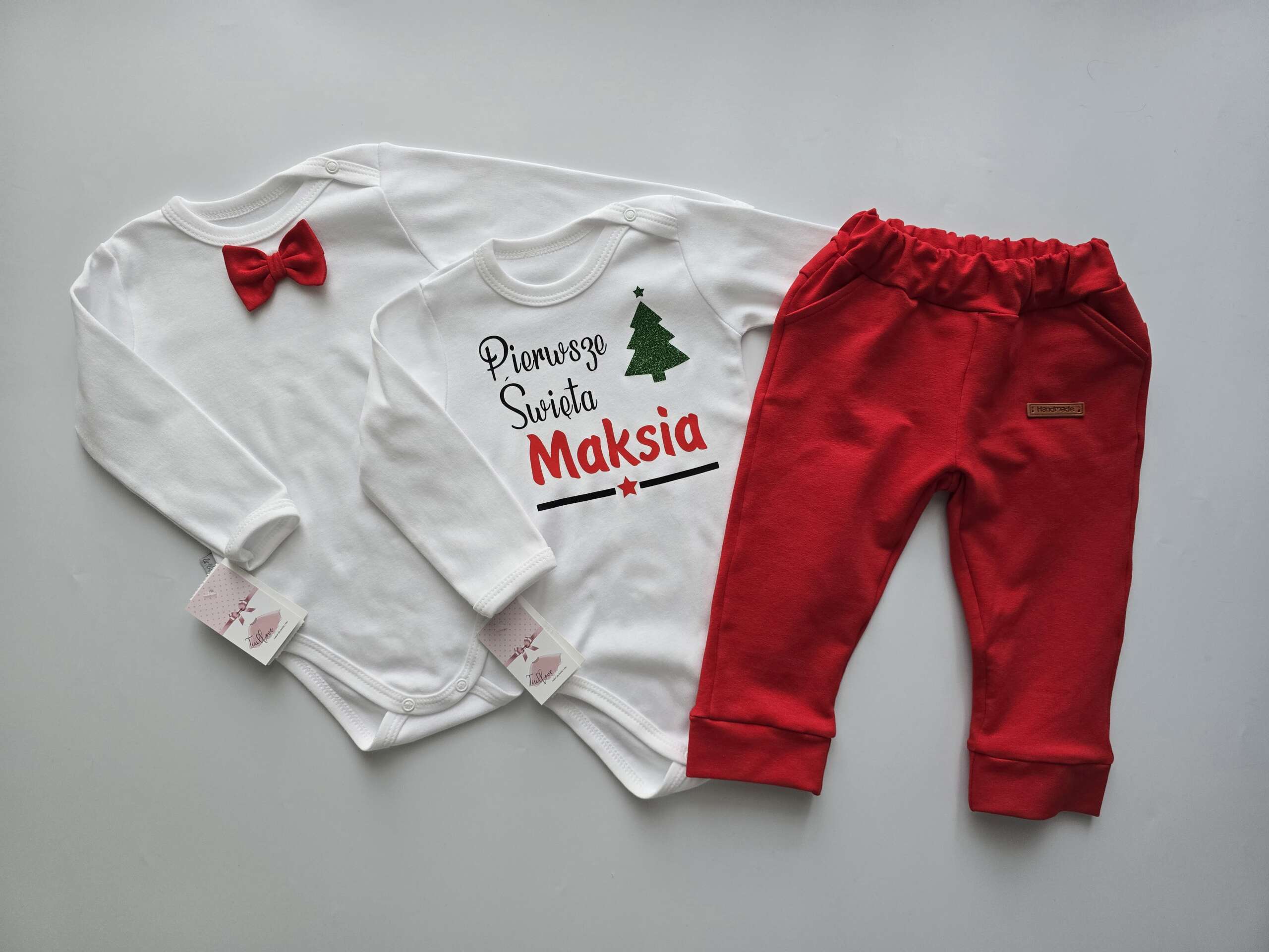 Pierwsze Święta 2-pak body + czerwone spodnie