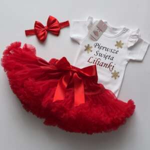 PS10 Komplet na święta dla dziewczynki spódniczka z falbankami pettiskirt czerwona