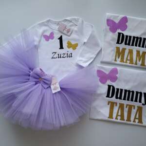 Zestaw rodzinny tutu, body, koszulki dla rodziców - lawenda motyle