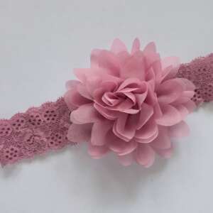 Koronkowa opaska brudny róż + kwiatuszek brudny róż