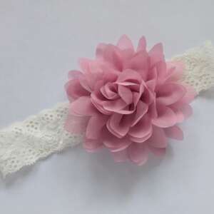 Koronkowa opaska + kwiatuszek brudny róż