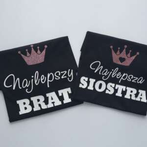 Czarna koszulka dla najlepszej siostry/brata