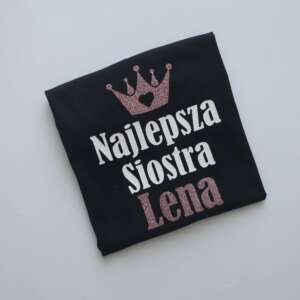 Czarna personalizowana koszulka dla najlepszej siostry