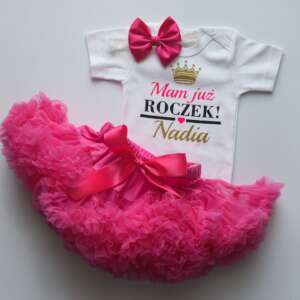 PS45 Mam już roczek! Pettiskirt fuksja + personalizowane body